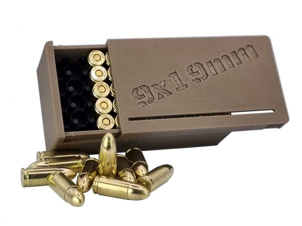 Pudełko na amunicję 9mm - brązowe